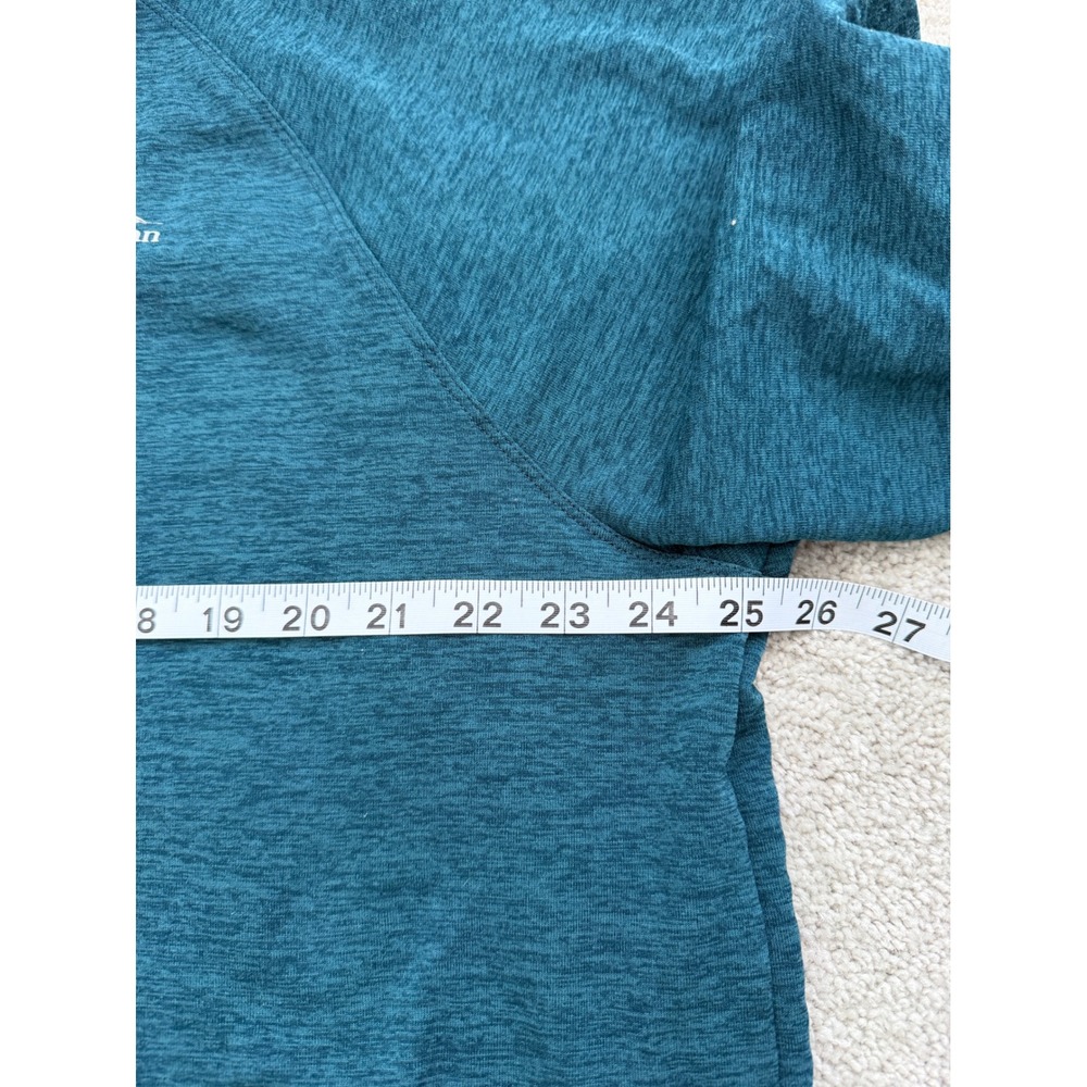 LL Bean Mens Sunwashed Quarter Zip Pullover Teal Blue XL REG Thumbholes - Picture 5 of 9